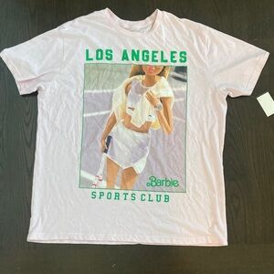 Barbie Light Pink Graphic Tee with Green Los Angeles Sports Club Print